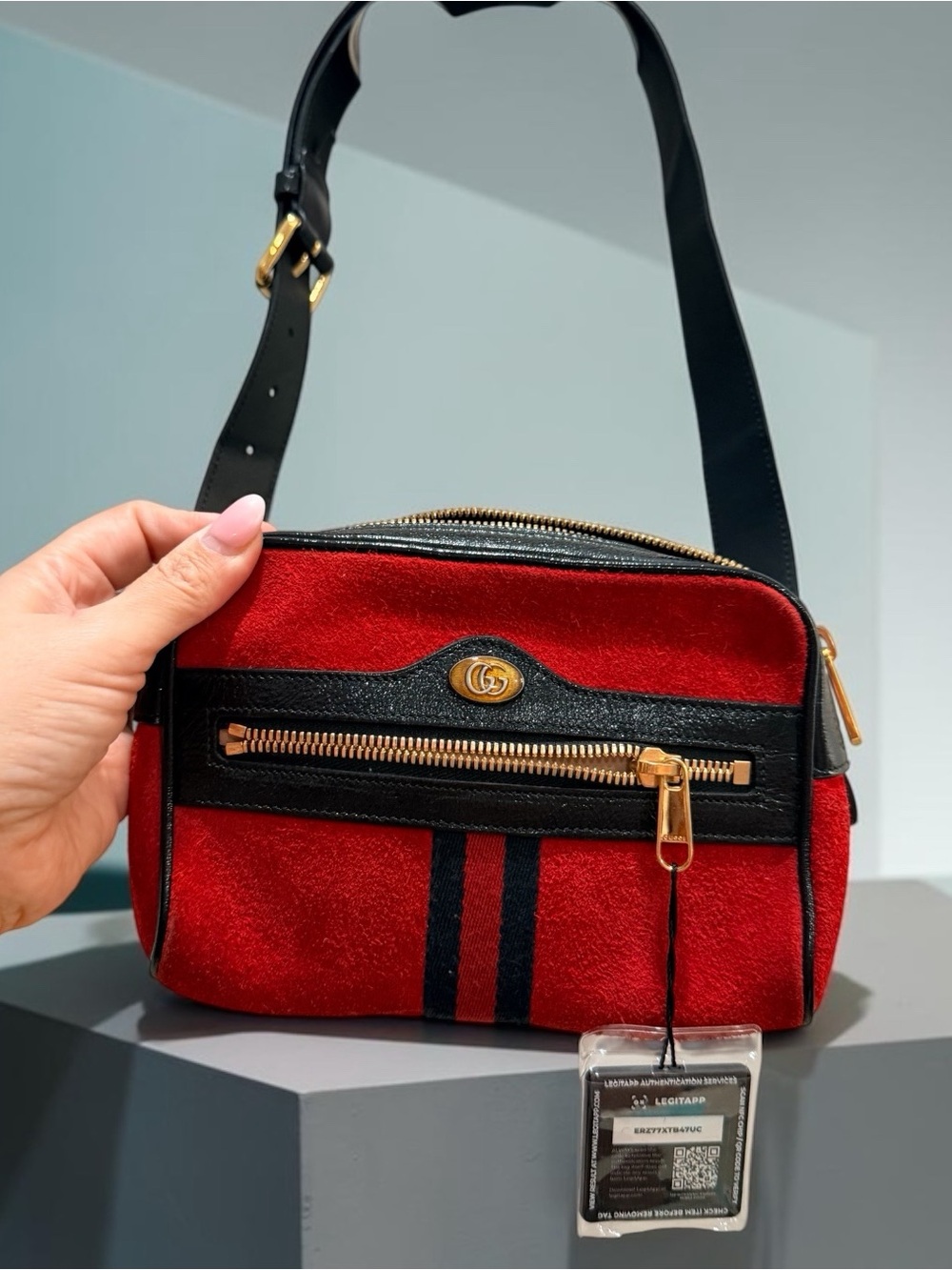 Gucci Ophidia Red Suede Small Belt Bag 85/34 + Gucci Dust Bag